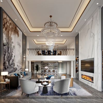 混搭风格个性别墅客餐厅