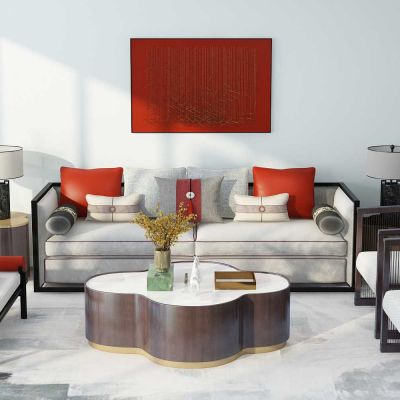 新中式沙发茶几组合