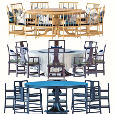 中式餐桌椅组合