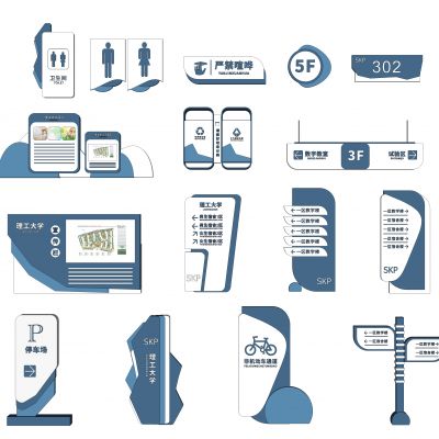 现代校园导视牌 指示牌 标识牌 门牌