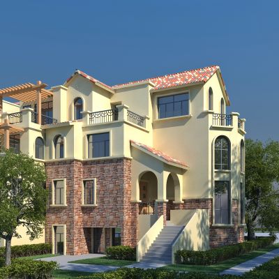 美式简美乡村别墅建筑外观