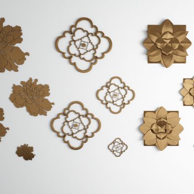 现代金属花瓣植物墙饰 挂件组合