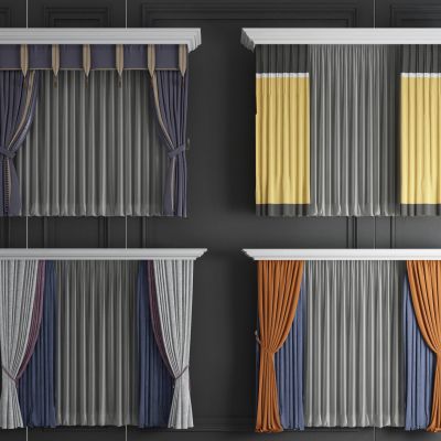 简欧布艺窗帘窗纱组合