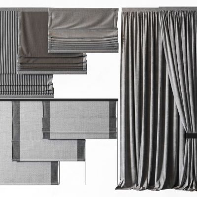 新中式布艺窗帘拉帘组合