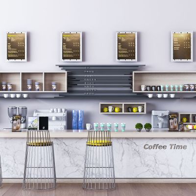 现代咖啡前台 桌椅