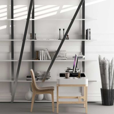 北欧风格书桌椅置物架组合