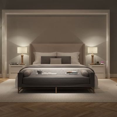 现代家具展厅 床组合 桌台组合