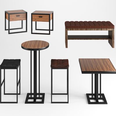 工业风餐桌椅柜组合