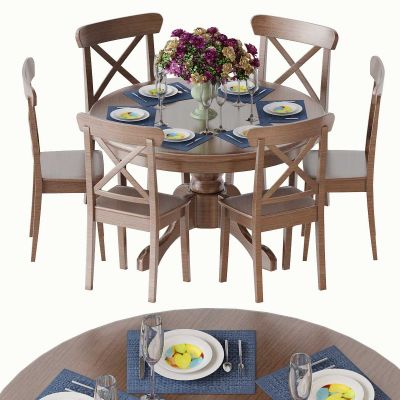 美式餐桌椅组合