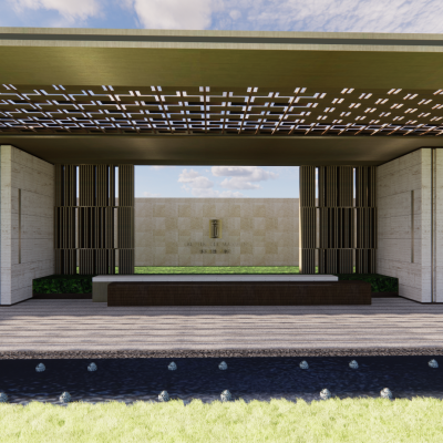 新中式廊架深化模型