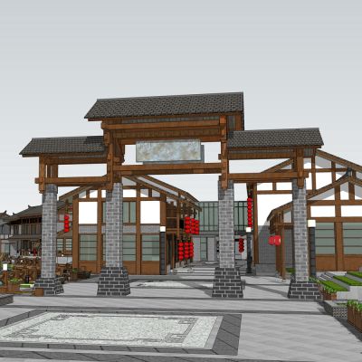 中式风格滨水商业街