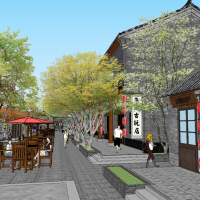 古镇商业街景观设计中式商业度假景观