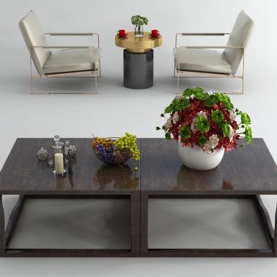 现代休闲椅茶几 花瓶