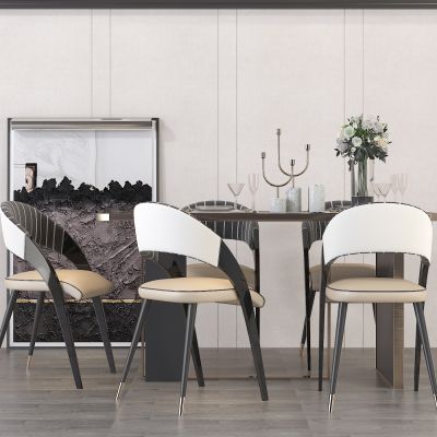 现代餐桌椅组合 挂画