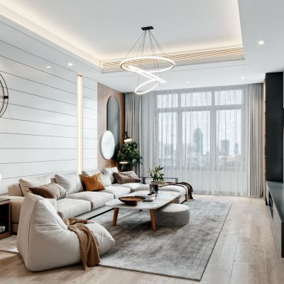 08现代轻奢客餐厅，转角沙发餐厅 (1)