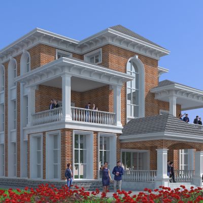 欧式别墅建筑，简欧建筑，独栋别墅，住宅建筑，景观小品，公共建筑，小公建，户外建筑，庭院