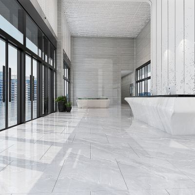 现代办公大厅，大堂，写字楼大厅，前台，吧台，服务台，接待台，玻璃门大门3D模型