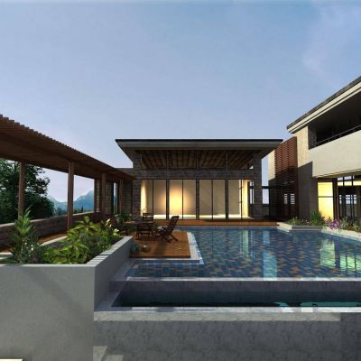 现代别墅院落 别墅庭院