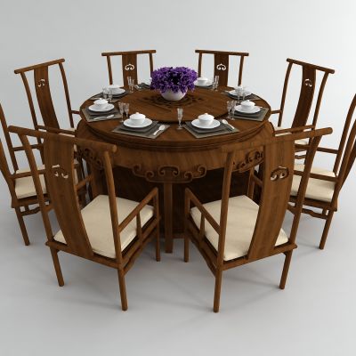 中式实木餐桌椅