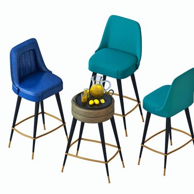 现代皮革吧台椅柠檬果汁托盘组合