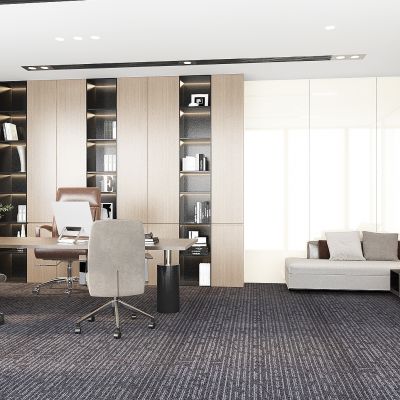 现代总经理办公室，老板办公室，董事长办公室，老板台，写字台，书桌，书柜，沙发