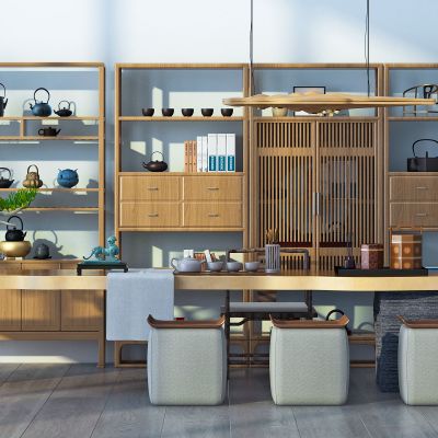 新中式茶桌椅茶具陶罐