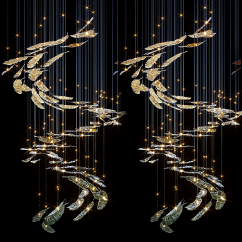 16现代羽毛水晶吊灯