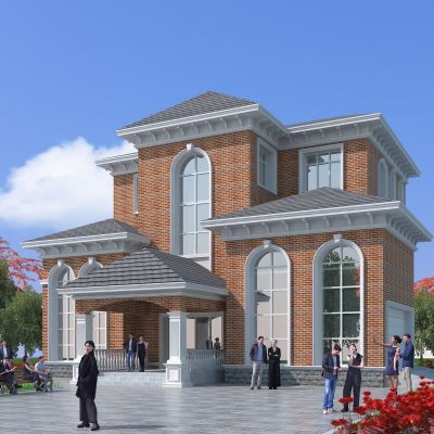 欧式别墅建筑，简欧建筑，独栋别墅，住宅建筑，景观小品，公共建筑，小公建，户外建筑，庭院