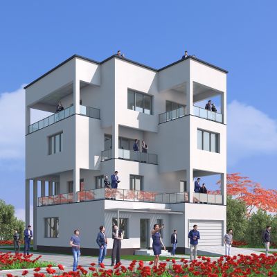 现代别墅建筑，现代建筑，景观小品，公共建筑，小公建，户外建筑