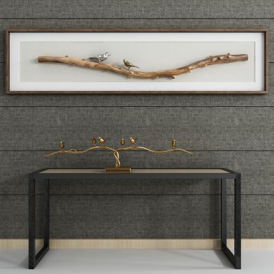 现代干枝 端景条案 老木头摆件