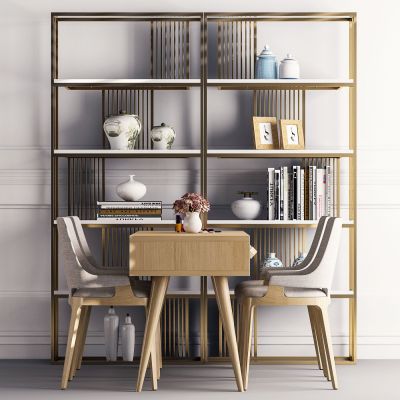 现代餐桌椅 书架组合