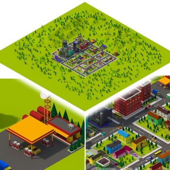  卡通动漫儿童玩具场景玩具城