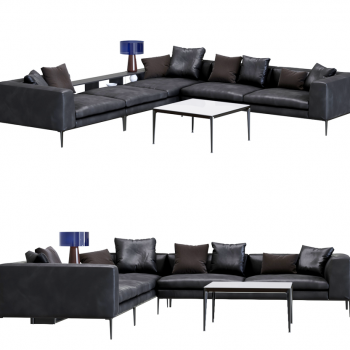 009-现代办公皮革沙发 