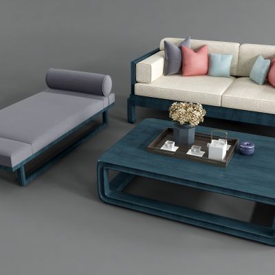 新中式沙发茶几组合