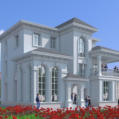 欧式别墅建筑，简欧建筑，独栋别墅，住宅建筑，景观小品，公共建筑，小公建，户外建筑，庭院