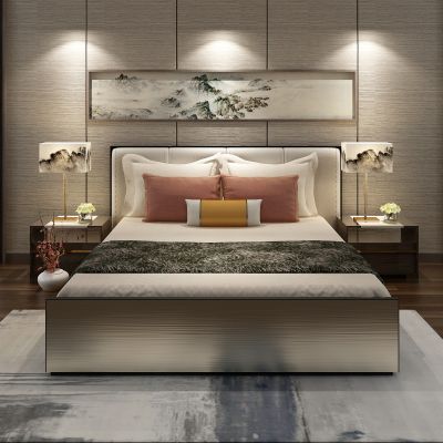 现代床 床头柜 台灯