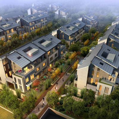 简欧中式别墅群 联排别墅 中式别墅区