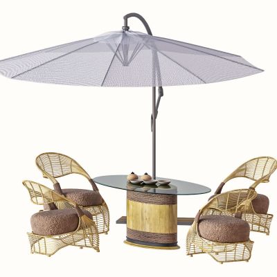 中式休闲桌椅组合3D模型