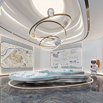 现代售楼处沙盘大型水晶吊灯组合