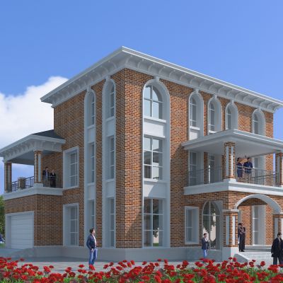 欧式别墅建筑，简欧建筑，独栋别墅，住宅建筑，景观小品，公共建筑，小公建，户外建筑，庭院