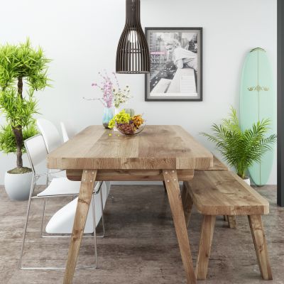 北欧原木餐桌椅
