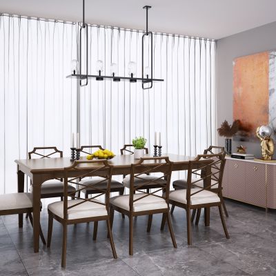 新中式餐桌椅吊灯 餐边柜 端景柜