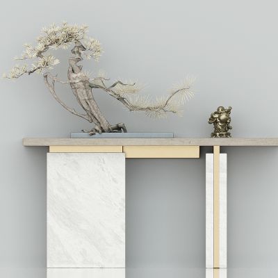 现代景观小品，端景台，迎客松景观，进门玄关端景