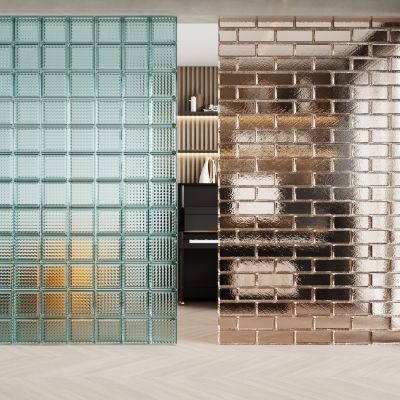 现代玻璃砖隔断