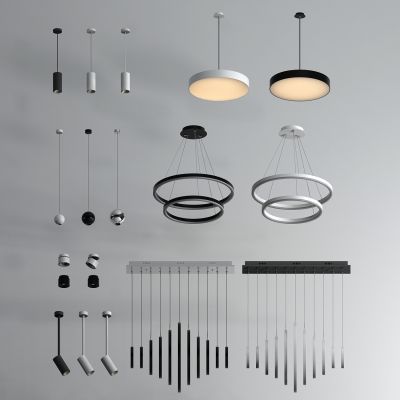 现代射灯 吊灯组合