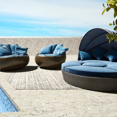 现代户外圆形休闲椅组合