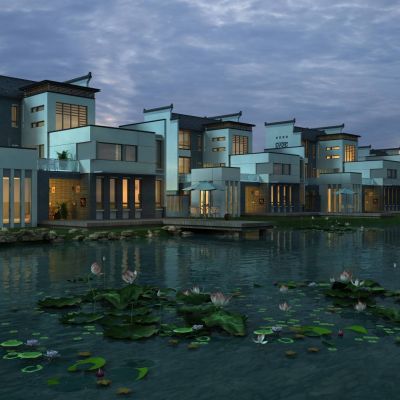 新中式别墅 外观别墅建筑