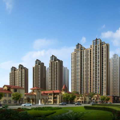 欧式古典高层住宅小区居住区 独栋别墅建筑外观