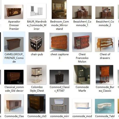 简欧化妆台3D组合