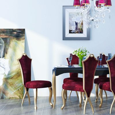 欧式餐桌椅吊灯挂画组合